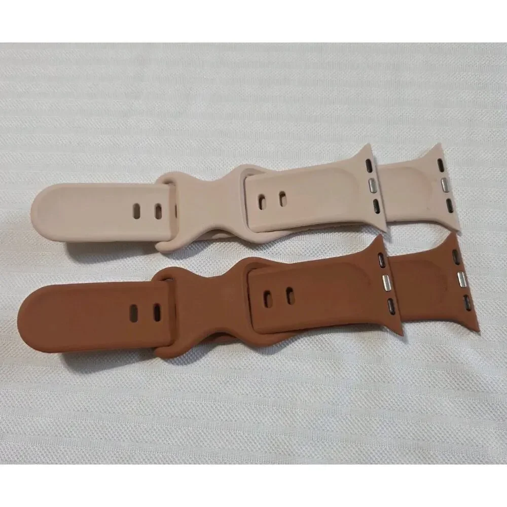 Set Of Two Bands For Apple Watches Light Pink And Terracotta With Floral Pattern